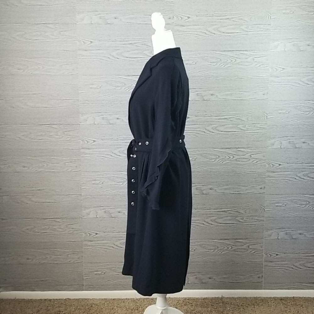ZARA // ltd ed blogger fave ruffle detail metal grommet belt trench coat - Picture 4 of 16